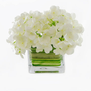 Silk White Hydrangea Arrangement Square - Flovery